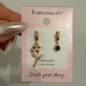 LAST ONE February floral birthday charm gold tone